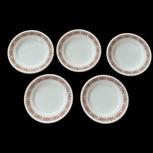 Pyrex Tableware by Corning Copper Filigree 5 Bread Plates 6.75" 704 EUC